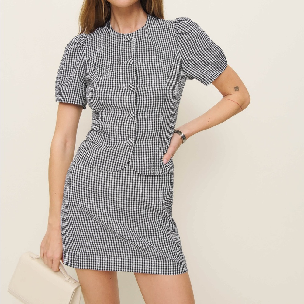 Reformation Mika Two Piece Black And White Check NWOT